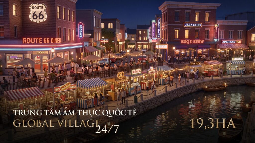Global Village - trung tâm ẩm thực quốc tế 24/7 quy mô 19,3ha Vinhomes Saigon Park